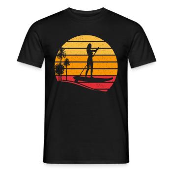 SUP Girl Sonnenuntergang - Stand Up Paddle - Männer T-Shirt - Schwarz - Vorne - AI Model Male 178 light (178cm)