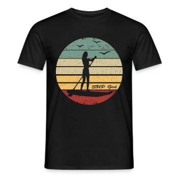 Stand Up Paddleboarding - SUP Girl Sunset - T-shirt homme - noir - Devant - AI Model Male 178 light (178cm)