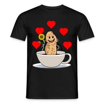 Good morning peanut coffee cup flower breakfast - Men's T-Shirt - black - Front - AI Model Male 178 light (178cm)