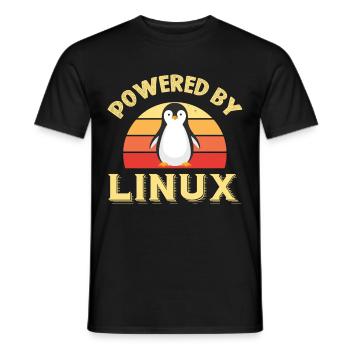 Powered By Linux Retro Vintage Geek - Men's T-Shirt - black - Front - AI Model Male 178 light (178cm)