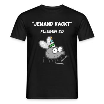 Jemand Kackt - Fliegen so, lustiger Spruch Witz - Männer T-Shirt - Schwarz - Vorne - AI Model Male 178 light (178cm)