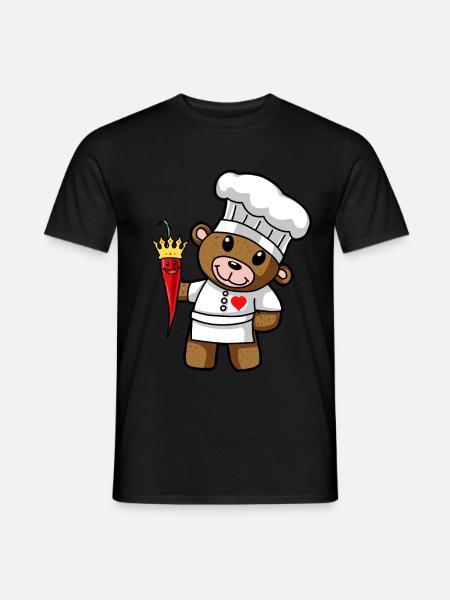 Teddy Bear Hot Chilli Chef Restaurant Kitchen. - Men's T-Shirt - black