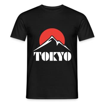 Tokio Berg Japan Ostasien Sonnenuntergang - Männer T-Shirt - Schwarz - Vorne - AI Model Male 178 light (178cm)