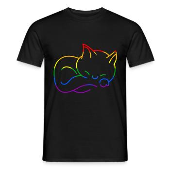 Katze LGBT Bunt Gay Pride Regenbogen Farben - Männer T-Shirt - Schwarz - Vorne - AI Model Male 178 light (178cm)