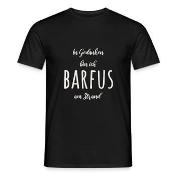 In Gedanken bin ich barfuß am Strand Beach Spruch - Männer T-Shirt - Schwarz - Vorne - AI Model Male 178 light (178cm)