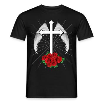 Heavenly Cross Crosses Jesus God Angel Wings - Men's T-Shirt - black - Front - AI Model Male 178 light (178cm)