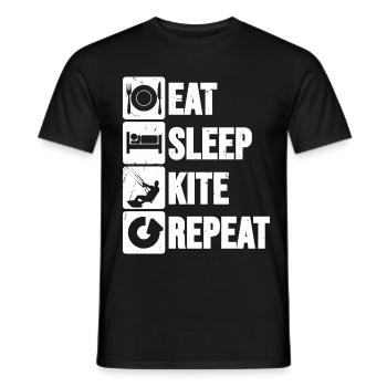 Eat Sleep Kite Repeat kite amusante kitesurf - T-shirt homme - noir - Devant - AI Model Male 178 light (178cm)