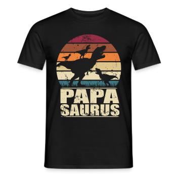 Papasaurus Dinosaurier Drillinge Vater Trex Dino - Männer T-Shirt - Schwarz - Vorne - AI Model Male 178 light (178cm)