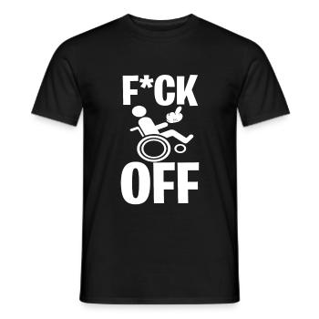 Rollstuhl Handicap Humor Roll On - Männer T-Shirt - Schwarz - Vorne - AI Model Male 178 light (178cm)