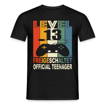 Level 13 Freigeschaltet Official Teenager 13 Jahre - Männer T-Shirt - Schwarz - Vorne - AI Model Male 178 light (178cm)