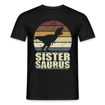 SisterSaurus Rex Dinosaur Dino Sister Saurus - Men's T-Shirt - black - Front - AI Model Male 178 light (178cm)