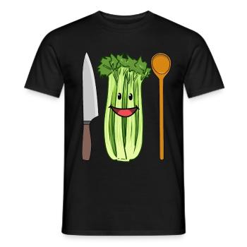 Sellerie Gemüse Stangensellerie Küchenmesser Koch - Männer T-Shirt - Schwarz - Vorne - AI Model Male 178 light (178cm)
