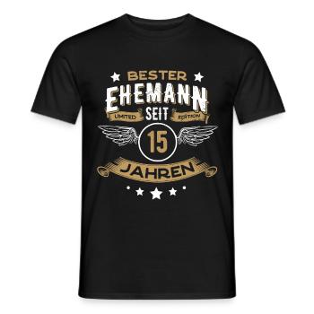 Bester Ehemann seit 15 Jahren Hochzeit 2006 - Männer T-Shirt - Schwarz - Vorne - AI Model Male 178 light (178cm)