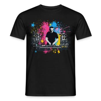 house festival goa techno raven acid music rave - Men's T-Shirt - black - Front - AI Model Male 178 light (178cm)