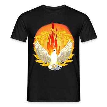 Colombe de la Paix Flamme Colombe Guerre Désarmement Oiseau - T-shirt homme - noir - Devant - AI Model Male 178 light (178cm)