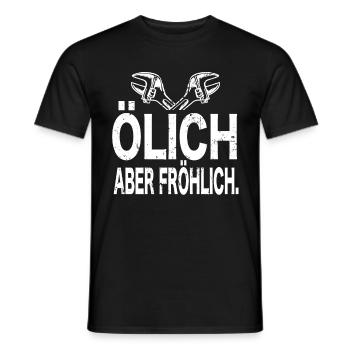 Ölich Aber Fröhlich KFZ-Mechaniker Auto Schrauber - Männer T-Shirt - Schwarz - Vorne - AI Model Male 178 light (178cm)