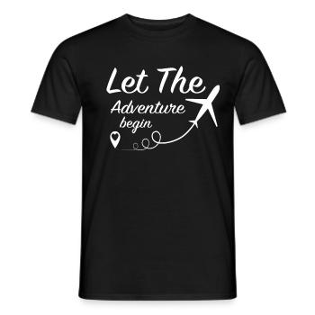Let The Adventure Begin – Travel Airplane Travel - Men's T-Shirt - black - Front - AI Model Male 178 light (178cm)