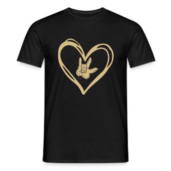 Langue des signes Coeur I love you - T-shirt homme - noir - Devant - AI Model Male 178 light (178cm)