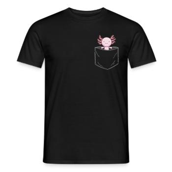 Axolotl cute axolotl in breast pocket kawaii - Men's T-Shirt - black - Front - AI Model Male 178 light (178cm)