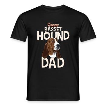 Happy Basset-Hound Dad - Men's T-Shirt - black - Front - AI Model Male 178 light (178cm)