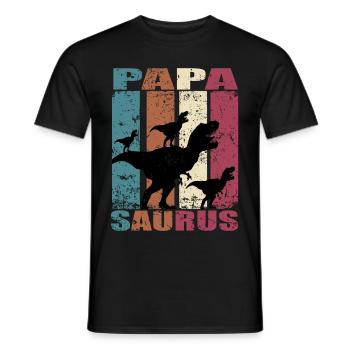 Papa Saurus Dinosaur Dino Twins Papasaurus - Men's T-Shirt - black - Front - AI Model Male 178 light (178cm)