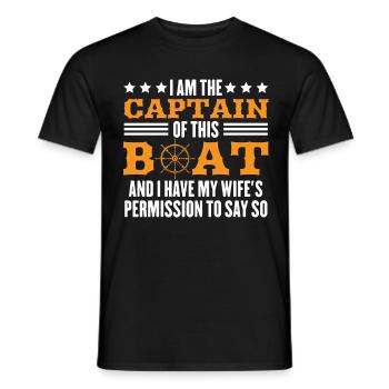 Captain of my wife's boat and permit - Men's T-Shirt - black - Front - AI Model Male 178 light (178cm)