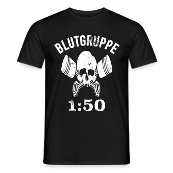 Motorrad Mofa Blutgruppe 1:50 Benzin Gemisch Moped - Männer T-Shirt - Schwarz - Vorne - AI Model Male 178 light (178cm)