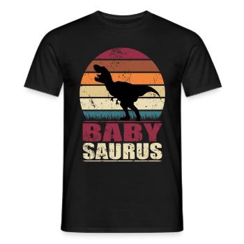 BabySaurus Dinosaur Offspring Baby Dino Birth - Men's T-Shirt - black - Front - AI Model Male 178 light (178cm)