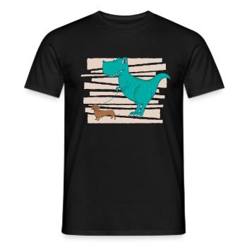Weiner Dog Dachshund T Rex Dinosaur - Men's T-Shirt - black - Front - AI Model Male 178 light (178cm)