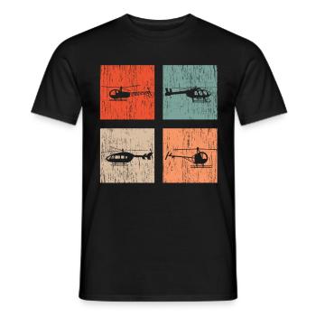 Helicopter Vintage - T-shirt homme - noir - Devant - AI Model Male 178 light (178cm)