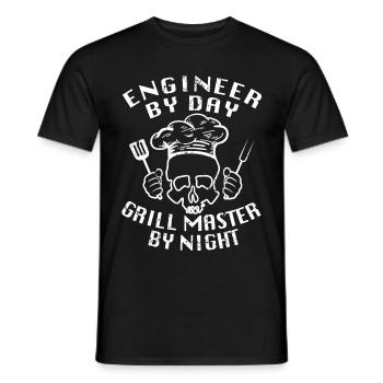 Barbecue Engineer By Day Grill Master By Night BBQ - Men's T-Shirt - black - Front - AI Model Male 178 light (178cm)