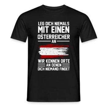 Österreicher Deutscher Herzschlag Deutschland Öste - Männer T-Shirt - Schwarz - Vorne - AI Model Male 178 light (178cm)