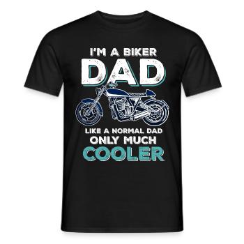 Biker Dad- Motorcycling Saying Papa cool father - Men's T-Shirt - black - Front - AI Model Male 178 light (178cm)