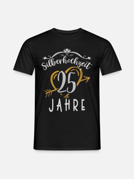 Traumpaar seit 25 Jahren Silberhochzeit Geschenk - Männer T-Shirt - Schwarz