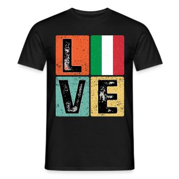 I Love Italy drapeau pour la fierté italienne - T-shirt homme - noir - Devant - AI Model Male 178 light (178cm)