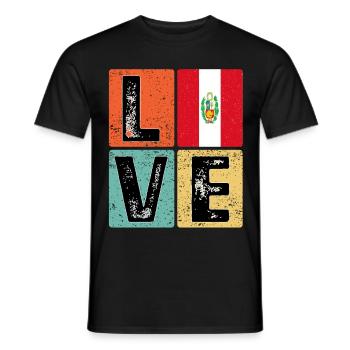 I Love Peru Flag for Peruvian Pride - Men's T-Shirt - black - Front - AI Model Male 178 light (178cm)