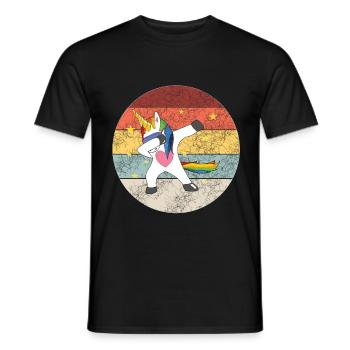 Unicorn Mädchen Einhorn Dabbing Unicorn - Männer T-Shirt - Schwarz - Vorne - AI Model Male 178 light (178cm)