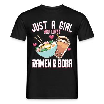 Just a Girl who Loves Ramen & Boba Bubble Tea - Männer T-Shirt - Schwarz - Vorne - AI Model Male 178 light (178cm)