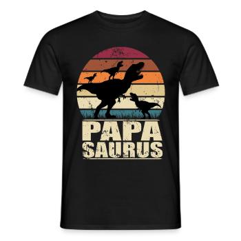 Papasaurus dinosaures Triplés Père Trex Dino - T-shirt homme - noir - Devant - AI Model Male 178 light (178cm)