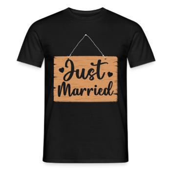 Just Married Schild - T-shirt homme - noir - Devant - AI Model Male 178 light (178cm)