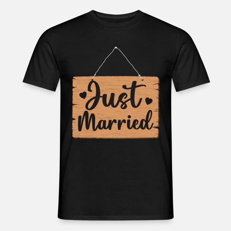 Just Married Schild - Männer T-Shirt - Schwarz