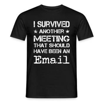 Bureau humoriste Employé Réunion Réunion Email - T-shirt homme - noir - Devant - AI Model Male 178 light (178cm)