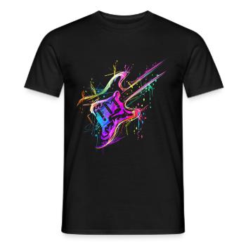 Musiciens colorés basse guitare électrique - T-shirt homme - noir - Devant - AI Model Male 178 light (178cm)