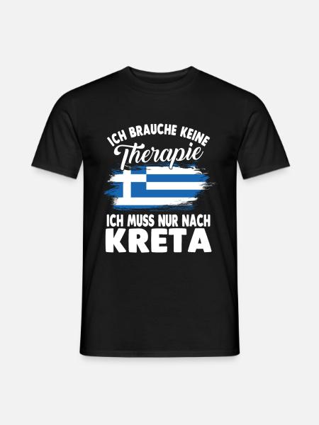 Ich brauche keine Therapie ich muss nur nach Kreta - Männer T-Shirt - Schwarz