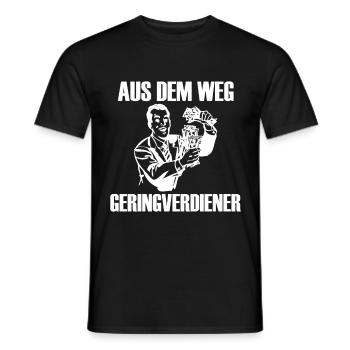 Aus dem Weg, Geringverdiener! - Kapitalismus Meme - Männer T-Shirt - Schwarz - Vorne - AI Model Male 178 light (178cm)