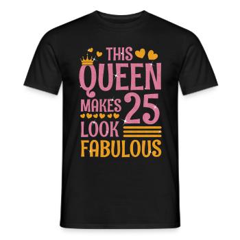 25e anniversaire reine 25 ans Vingt-cinq ans - T-shirt homme - noir - Devant - AI Model Male 178 light (178cm)