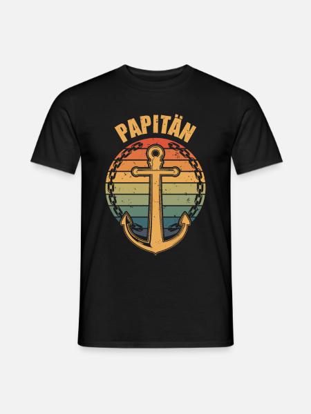 Papitän Vater Kapitän - Männer T-Shirt - Schwarz
