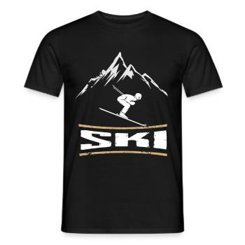 Ski Winter Sports Mountains Skiing - Men's T-Shirt - black - Front - AI Model Male 178 light (178cm)