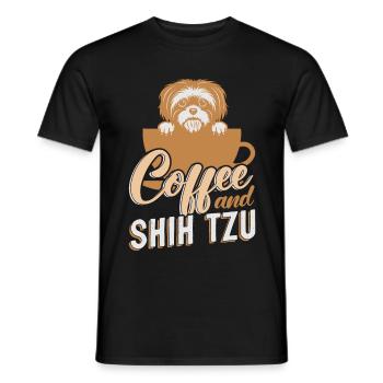 Shih Tzu Dog Lovers chien café et Shih Tzu - T-shirt homme - noir - Devant - AI Model Male 178 light (178cm)
