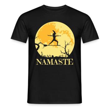 Namaste Hexe Besen Joga - Männer T-Shirt - Schwarz - Vorne - AI Model Male 178 light (178cm)